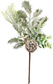 Zimowa gałąź z szronem i szyszką, 35 cm