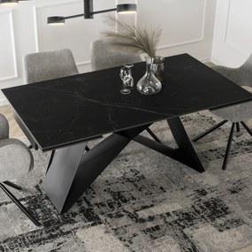 Stół Rozkładany Prostokątny VICTOR 160-240 cm Ceramiczny Czarny do Jadalni Nowoczesny Loft
