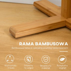 HOMCOM Wieszak stojący 8 Haków Wodoodporność i trwałość Zajmuje mało miejsca Materiał bambusowy 49,5 x 49,5 x 178 cm Naturalny  | Aosom PL