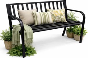 Czarna ławka do ogrodu z metalu B6-D36