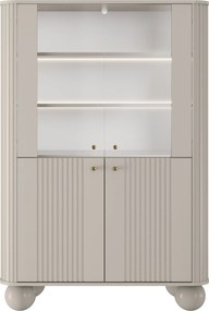 Witryna Vesper 103 cm czterodrzwiowa - kaszmir / złote uchwyty / nogi kule