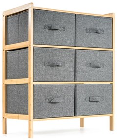 G21 Bambusowy regał z koszykami, 3 półki, szary, 3 piętra