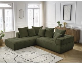 Zielony narożnik z tkaniny szenilowej (lewostronny/w kształcie litery L) Whesley – Bobochic Paris