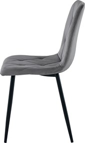 Ciemnoszare krzesło do kuchni LIBRA aksamitne z czarnymi nogami
