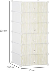 HOMCOM Modułowy System Regałów na 12 par butów, 49 cm x 36,5 cm x 108 cm, Biały