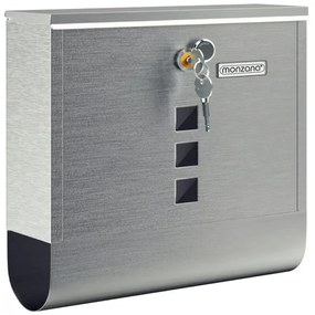 Monzana Skrzynka pocztowa z tubą na gazety POST, 30,5x10x33,5cm, srebrna