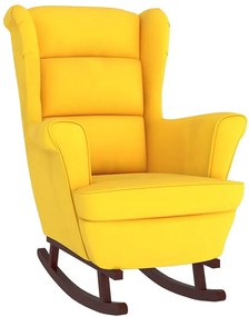 Żółty tapicerowany fotel bujany w stylu uszak S9-P04