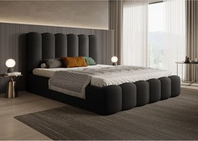 MONA V łóżko skrzyniowe DomoHome, nowoczesne wezgłowie, miękka i wytrzymała tkanina, 160x200 cm, czarny
