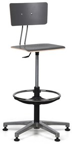 Krzesło robocze SALLY, wysokie, ślizgacze, ciemno szare