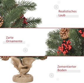 Choinka 50 cm drzewko świąteczne 55 gałązek z jagodami, PE, cement, zielony | Aosom PL