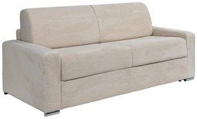 Kanapa 4-osobowa rozkładana typu express z beżowego sztruksu - Miejsce do spania 160 cm - Materac 22 cm z pamięcią kształtu - CALITO