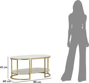 Stolik w biało-złotym kolorze z marmurowym blatem 60x90 cm Izmir – Mauro Ferretti