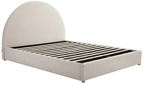 Łóżko ze skrzynią 160 x 200 cm - Tkanina z bukli - Biały – CALIDORYA