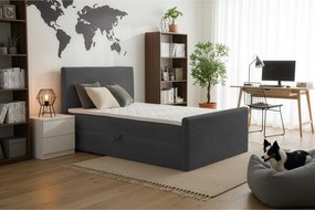 Łóżko kontynentalne Trento 160 z pojemnikiem, tkanina Velo ciemnoszary (17)