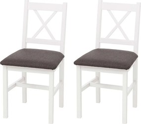 Krzesło do jadalni MCW-F77 (zestaw 2 szt.),  białe, tapicerka szara