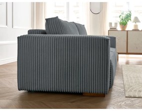 Ciemnoszara sztruksowa rozkładana/ze schowkiem sofa 244 cm Chelsea – Bobochic Paris