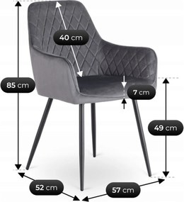 Krzesło Tapicerowane do Jadalni BRESSO Szare Welurowe Nowoczesne Loft