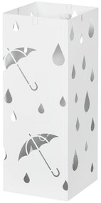 HOMCOM Stojak na Parasole, 4 Haczyki, Taca Ociekowa, Stal Ocynkowana, Biały