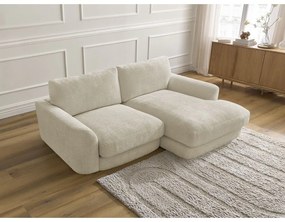 Beżowy narożnik z tkaniny szenilowej (prawostronny/z szezlongiem) Leonore – Bobochic Paris