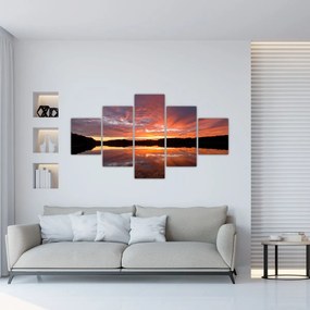 Obraz - Zachód słońca nad jeziorem (125x70 cm)
