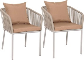Zestaw 2 krzeseł ogrodowych MCW-N41,  jasnoszara poduszka taupe
