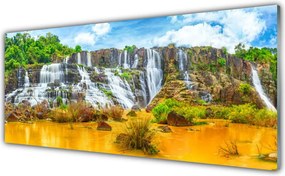 Panel Szklany Ukryty Wodospad w Lesie