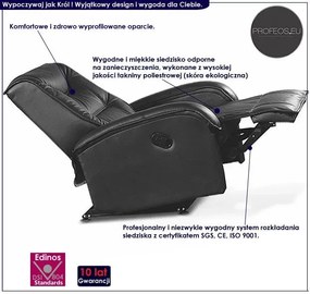 Czarny rozkładany fotel wypoczynkowy do pokoju G0-R24