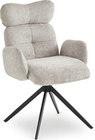 Krzesło Tapicerowane Obrotowe ALVARO Szare Boucle Nowoczesne