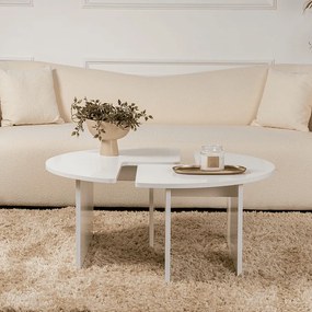 Drewniany stolik kawowy "Moira" 90 x 90 x 41 cm - Naturalny biały