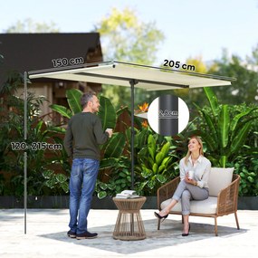 Outsunny Parasol Ogrodowy Obracający się o 180 Stopni z Ruchomym Masztem Aluminiowym 150x205cm Beżowy