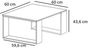 Loftowy Kwadratowy Stolik Kawowy Beton + Czarny Kiva