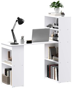 HOMCOM Biurko kuchenne z półką, stolik komputerowy, stół do pracy, stolik na laptopa, regał biurowy, biały, 120 x 55 x 120 cm