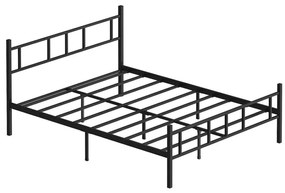 Metalowe łóżko dwuosobowe PIRON 120x200 cm, czarne, nośność 120 kg