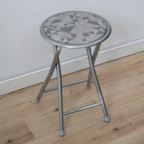 Stołek składany metalowy Flower Silver 30 cm PATIO