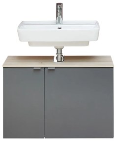Szaro-naturalna wisząca szafka bez umywalki w dekorze sosny 53x80 cm Quickset 394 – Pelipal