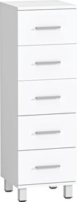 HOMCOM Szafka łazienkowa Wąska szafka z 5 szufladami do łazienki 30 x 30 x 95 cm Biały | Aosom PL