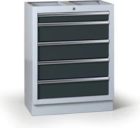 Szafka warsztatowa do blatu G2, 5 szuflad, 680 x 455 x 910 mm, grafitowy