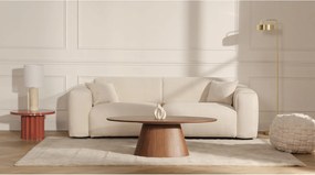 Kanapa  4-osobowa rozkładana z beżowego weluru  - Materac 16 cm z pianką termoelastyczną POGNIA