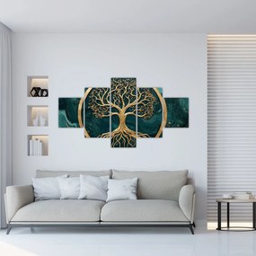 Obraz – Złote drzewo życia w marmurze (125x70 cm)