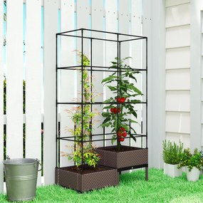 Outsunny Skrzynia do sadzenia ze stelażem do pnączy, otworami odpływowymi, plastikowymi donicami 100 x 50 x 174 cm | Aosom PL