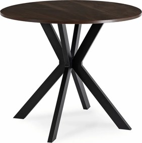 Stół Okrągły LAUREN 80 cm Orzech/Czarny Loft Nowoczesny