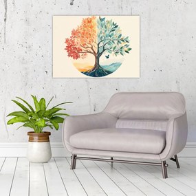 Obraz – Podwójne drzewo z motylem (70x50 cm)