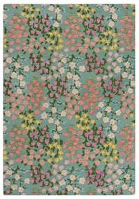 Miętowy wełniany dywan tkany ręcznie 120x170 cm Emilia Floral – Flair Rugs