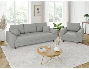 Jasnoszara sztruksowa sofa 210 cm Ariella – Ropez