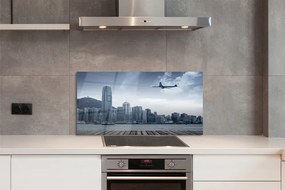 Panel nad Blat Kuchenny Samolot nad Miejskimi Chmurami