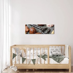 Obraz czekolady i kluczy (z zegarem) (90x30 cm)