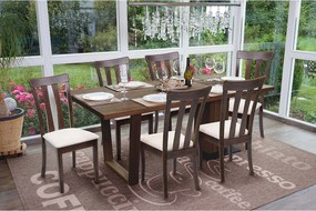 Krzesło do jadalni MCW-G46 (zestaw 6 sztuk),  ciemna rama, beżowe