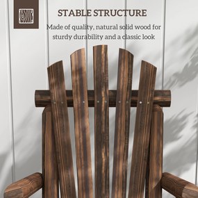 Outsunny Fotel ogrodowy, Zewnętrzny Fotel z Wysokim Oparciem, do 113 kg, Odporny na warunki atmosferyczne, Drewno Naturalne, Brązowy