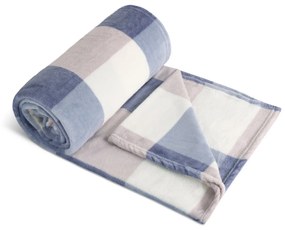 Bellatex Koc Kemping PLUS niebieska krata, 150 x 200 cm