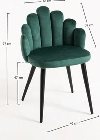 Zestaw 4 Krzese Hand Aksamitne Czarne Nogi